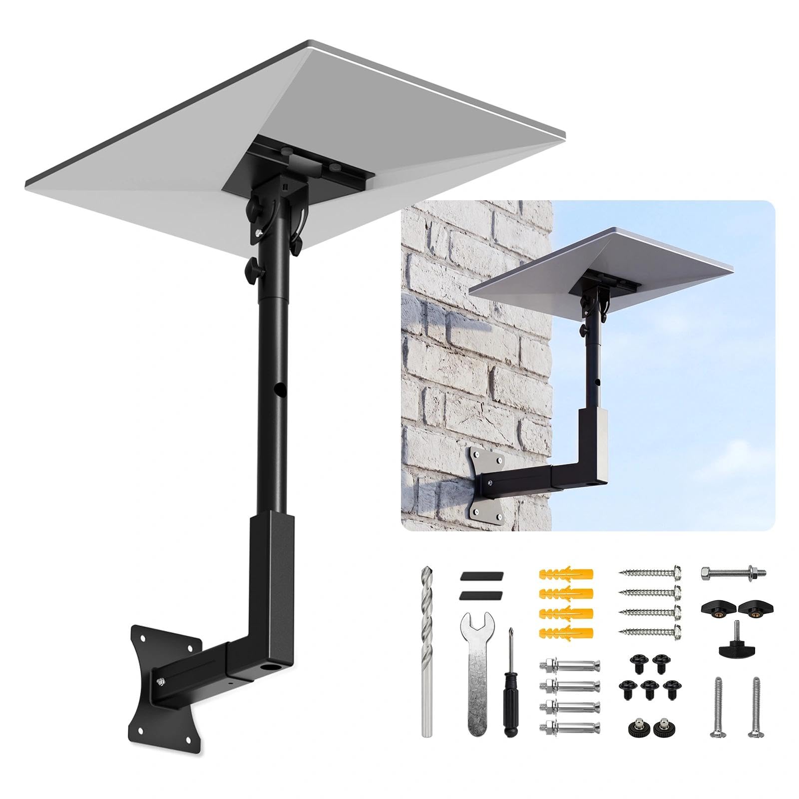 Starlink Support mural réglable 3ème génération – Bras de support extensible, résistant à la rouille et aux intempéries, installation facile pour Starlink Standard 4/4X/Gen 3, s'adapte aux murs en