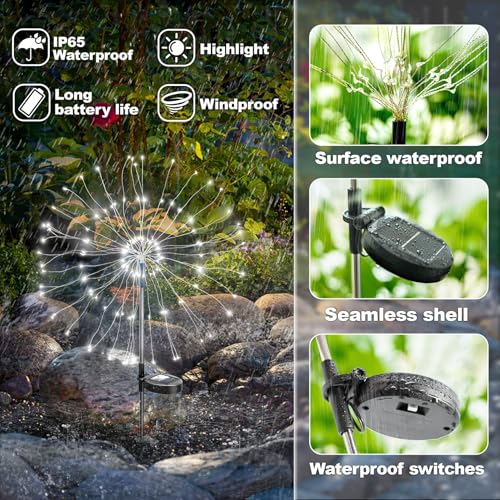 Image of Anordsem Solar Fireworks Lights Outdoor:Garden Lights Waterproof for Outdoor Use - LED Starburst White Lighting Patio Pass Decoration Pack of 8 - Gardening Gifts for Women,Moms,Homecomers