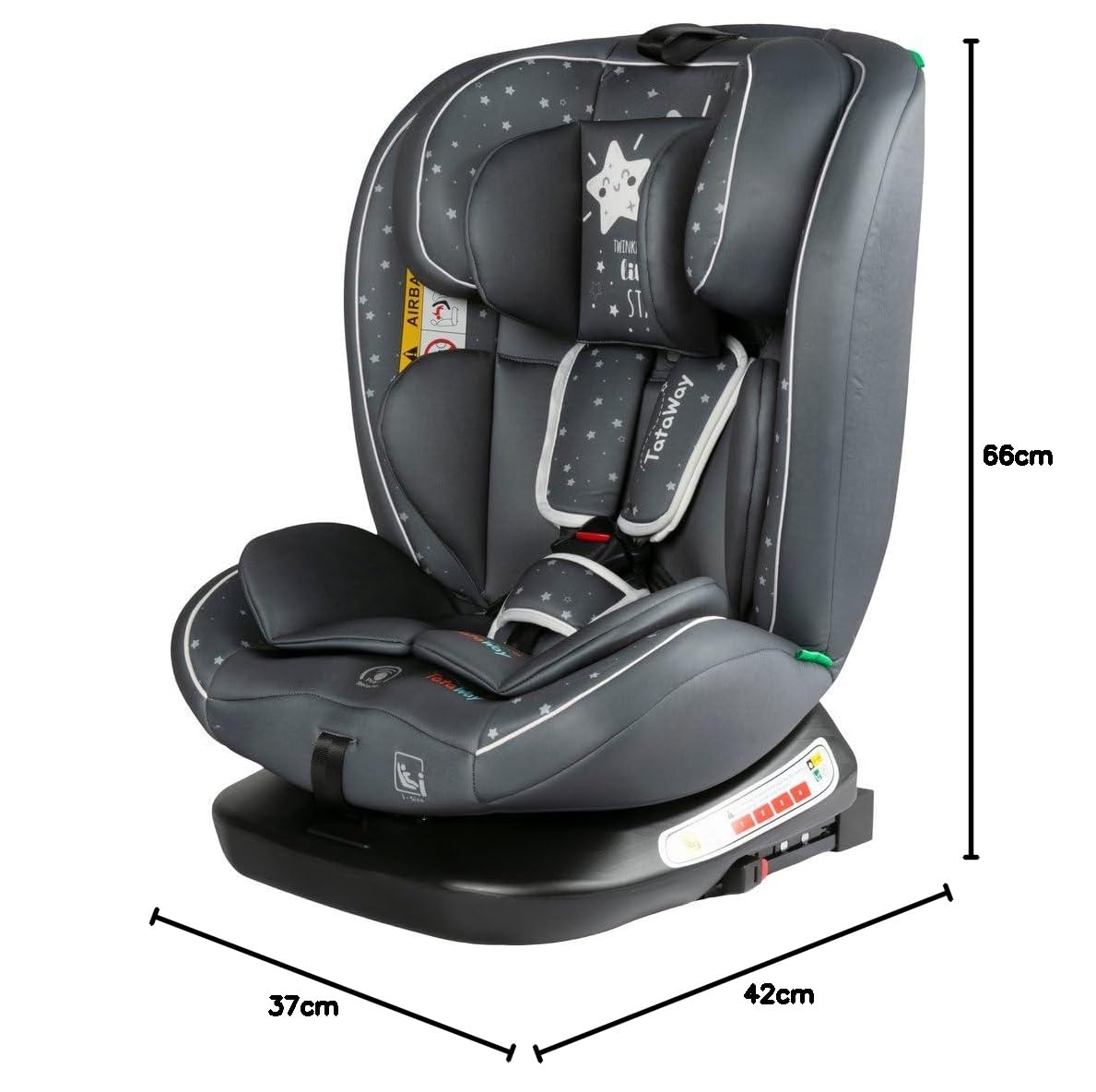 I-Size Autositz 40-150 Cm, Um 360 Grad Drehbarer Kindersitz, Mit Isofix-Haken, Gruppe 0-1-2-3, Ca. 0-12 Jahre (0-36 Kg), Höhenverstellbar, Neigbar
