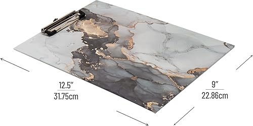 Miniatura 3 de Maison Sucasa Juego de portapapeles, diseño de mármol gris metálico, oficina, juego de 12, gris