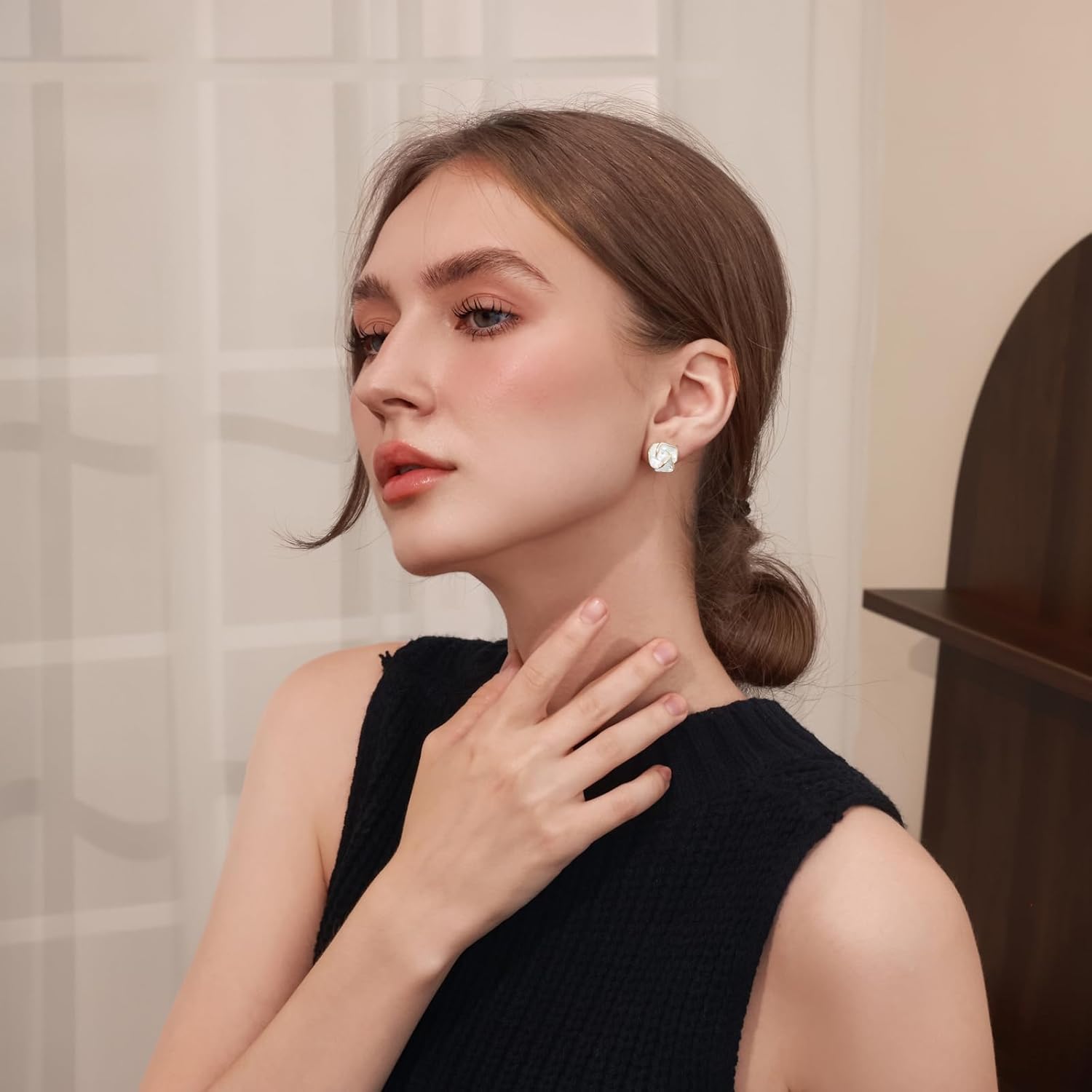 Gold Flower Statement Earrings for Women, Large Chunky Bohomian Summer Beach Floral Earring, Irregular Bold Exaggerated Earrings - Image 4