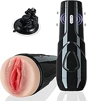 Vibrating Masturbator Realistic Vibrations Adjustable Sex Toy for Men, Lifelike Textured Vagina Pocket Pussy with 10 Vibrations for Men Blowjob, Adult Sex Machine Stroker with Strong Suction Cup