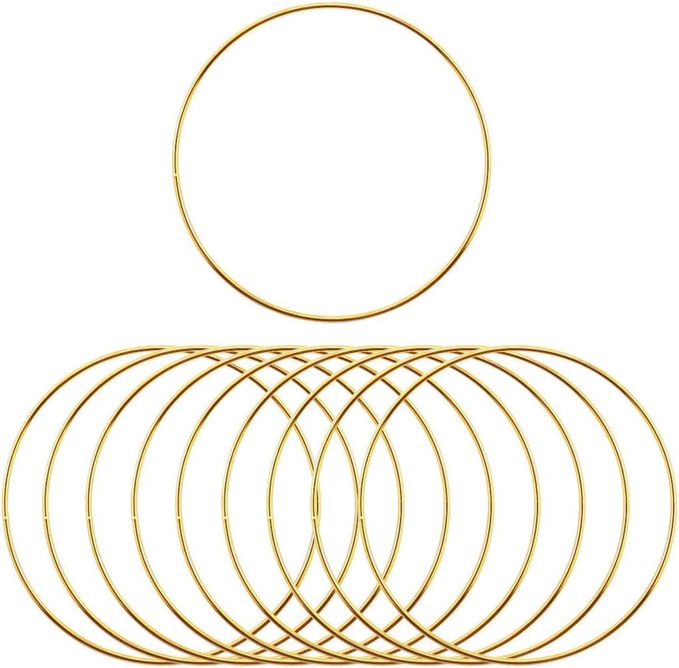 Wpxmer 10 Pcs 6 inch Dream Catcher Metal Rings Macrame Rings Hoops for Dream Catcher and Crafts, Gold