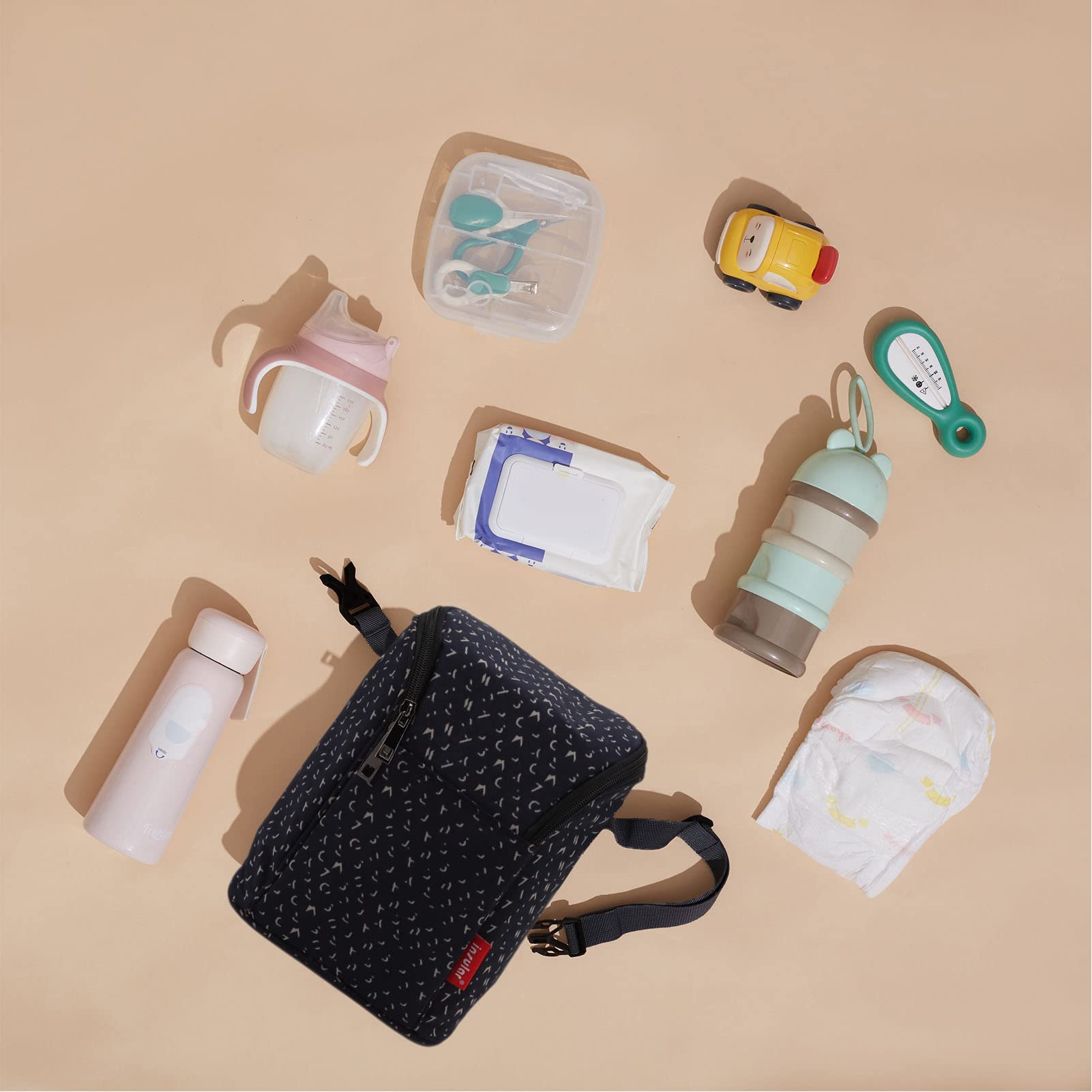 Nylon-Thermotasche FüR Babyflaschen, Tragbar, Wasserdicht, FüR den AußEnbereich (Dunkelblau)