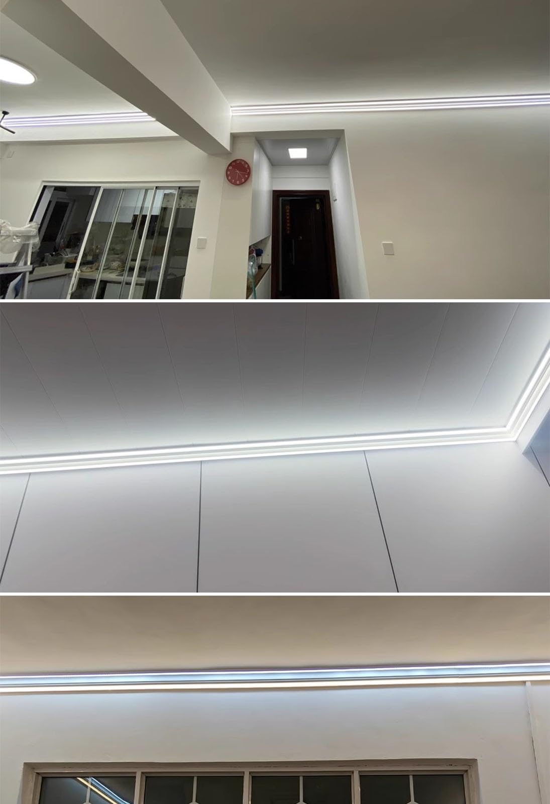 Led Profile Aluminiowa Listwa Sufitowa LED z Kanałem Świetlnym, Profil LED na Dwie Taśmy z Mleczną Osłoną, Dekoracyjna Wnęka Liniowa do Oświetlenia Pośredniego(2.8 m(9ft))