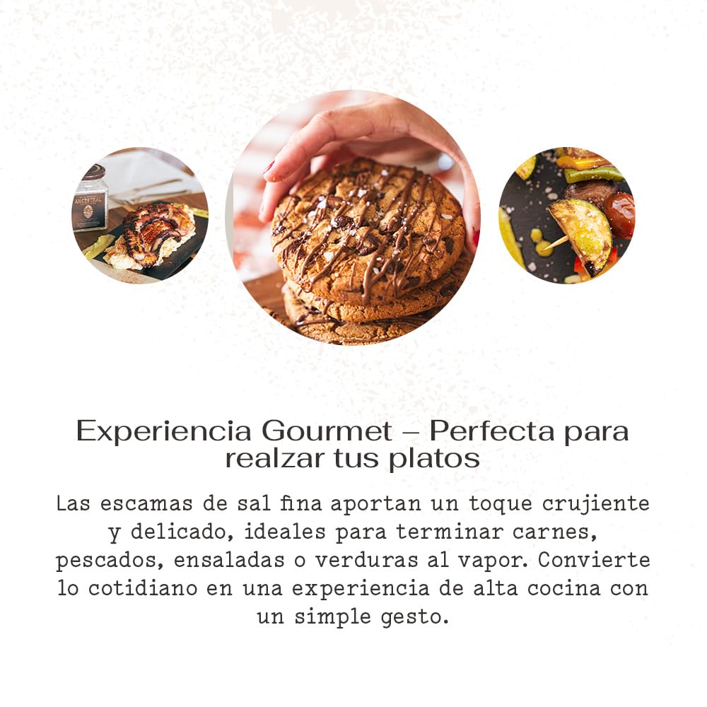 SAL ANCESTRAL - Sal en Escamas de manantial - Sal sin microplásticos - Sal para asar carne - Más sabrosa que la sal céltica o sal marina
