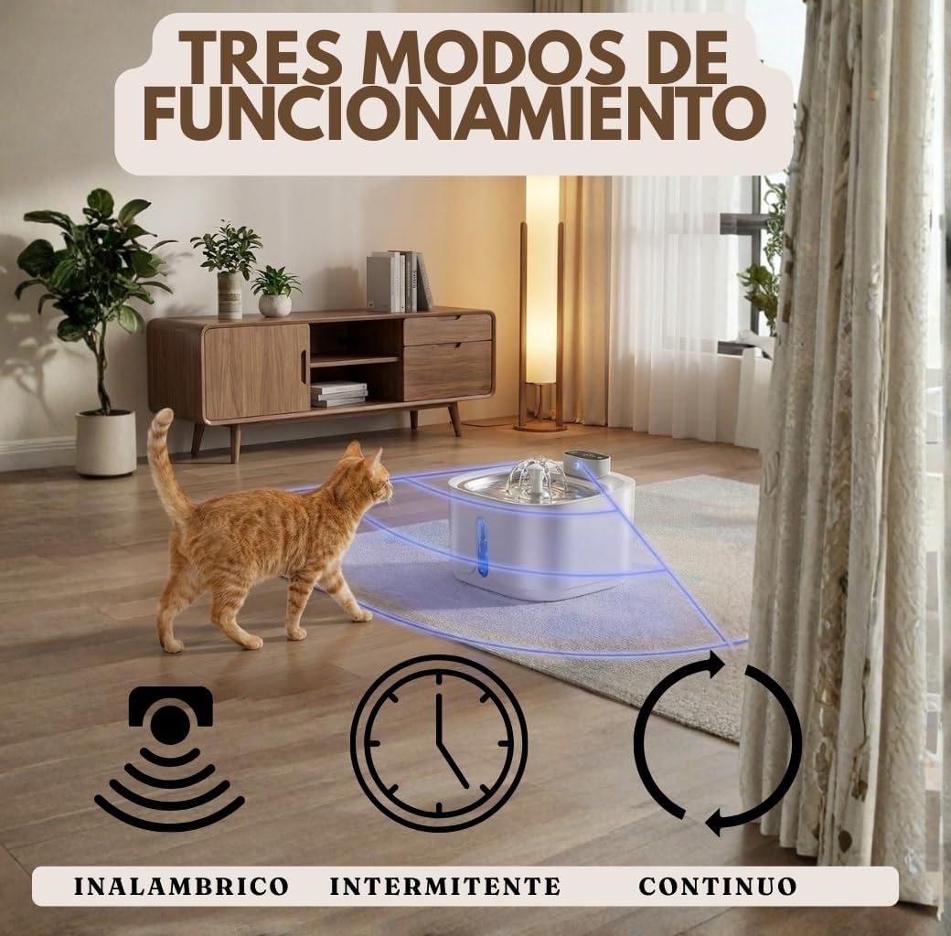 Wasserbrunnen für Katzen, Hunde und andere Haustiere, 3,2 l, automatischer Spender mit Sensor, mehrfache Filtration, wiederaufladbar, USB, leise