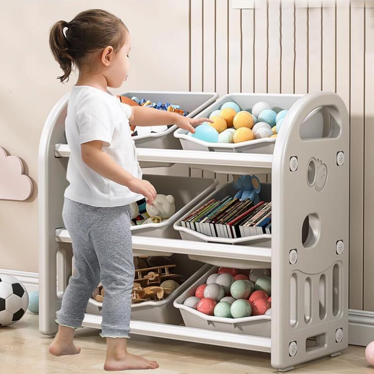 GOPLUS Kinderplank in autovorm, multifunctioneel speelgoedrek met 4