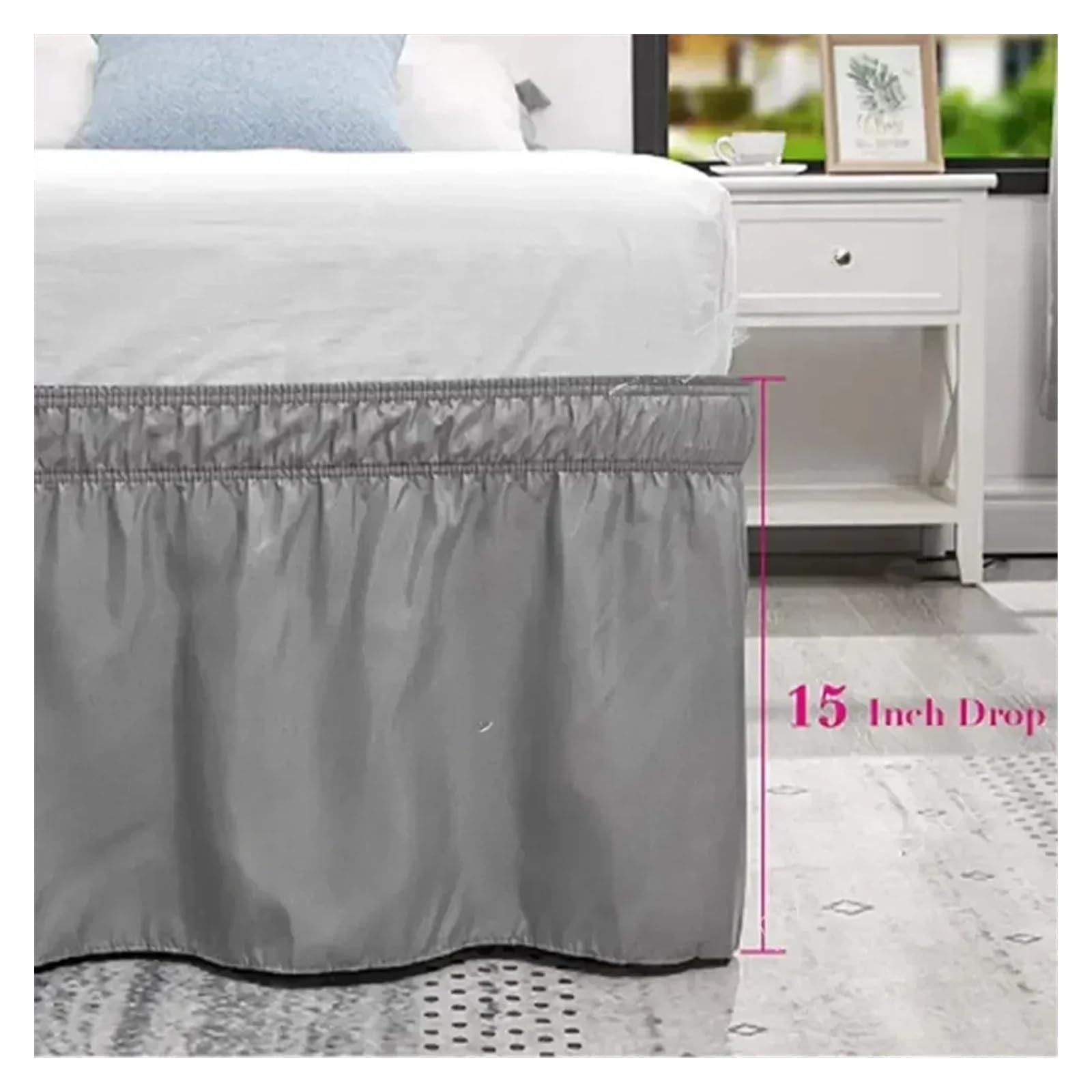 Vestiletto, Mantovana Giroletto Matrimoniale Gonna da Letto con Volant Elastici, Morbida e Confortevole, Avvolgente, Resistente allo sbiadimento, Senza Superficie(White,Twin 190.5x99x40cm)
