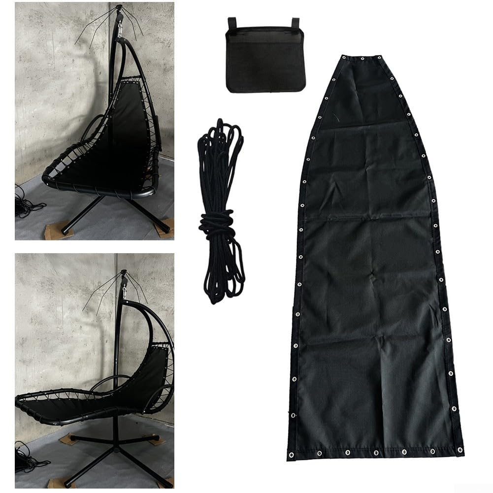 Tissu de rechange pour balancelle suspendue, base de meuble imperméable avec corde pour intérieur et extérieur, 64 x 197 x 23 cm, noir (1 pièce sans poches)