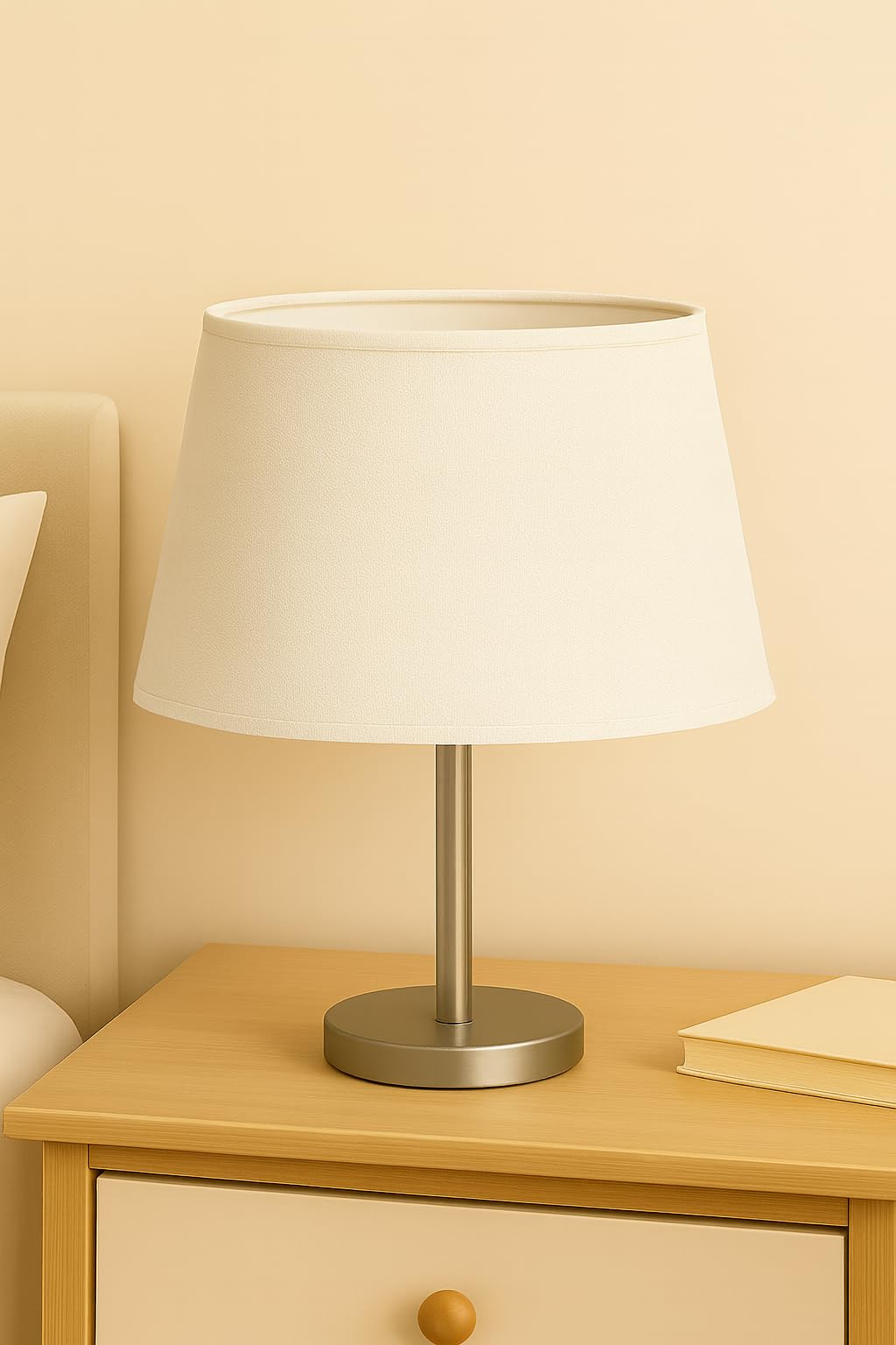 40 cm Pantalla, Cono, Tela de Algodón, respaldo de PVC Blanco, Producto Hecho a Mano, para Lámpara de Mesa, Lámpara de Pie (Marfil)