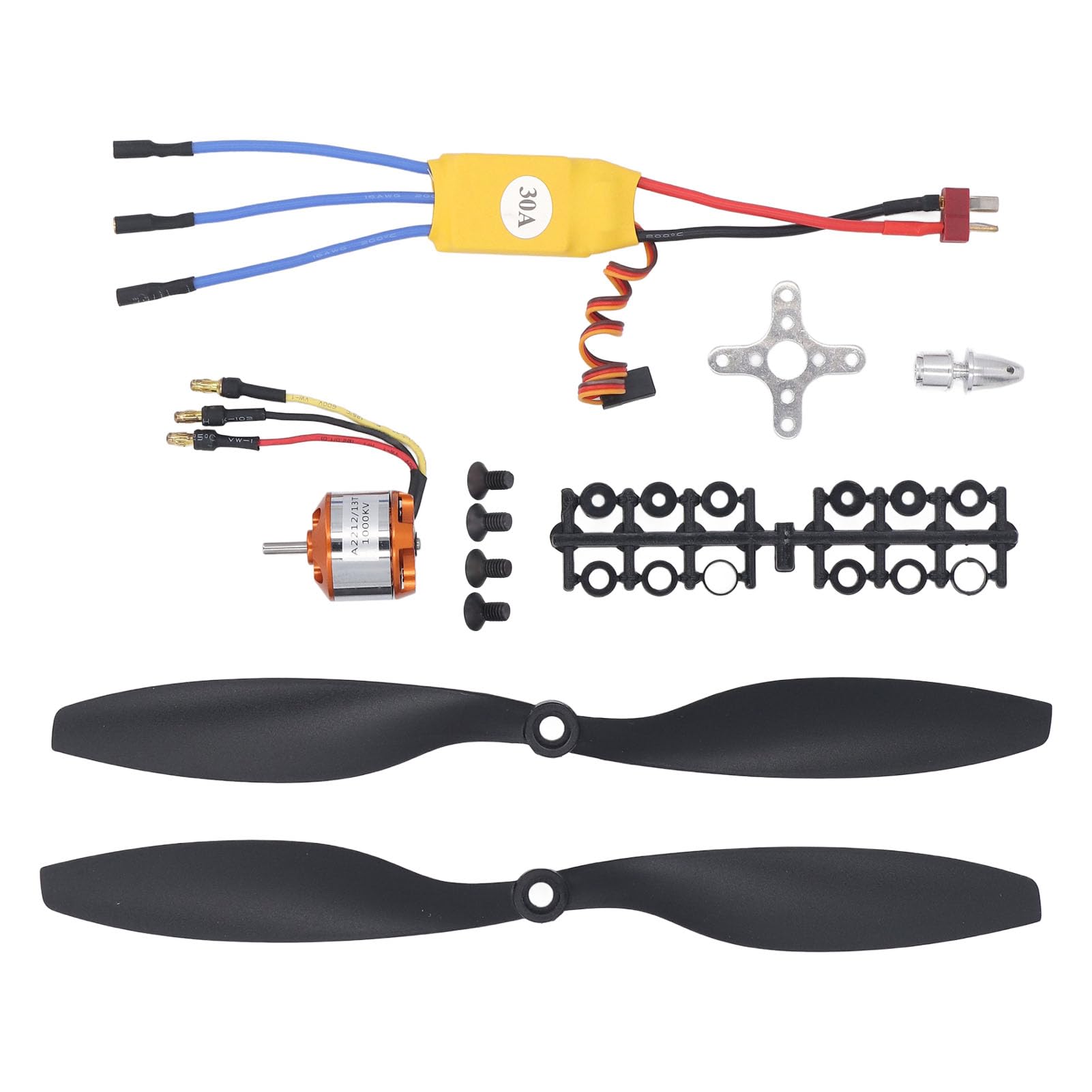 WALFRONT Motor sin Escobillas ESC Set 30A Kit 1000KV, A2212 13T con Controlador de Velocidad Eléctrico Quadcopter para Multicóptero, 30A ESC Set con Motor sin Escobillas para Avión 550 RC, Avión RC