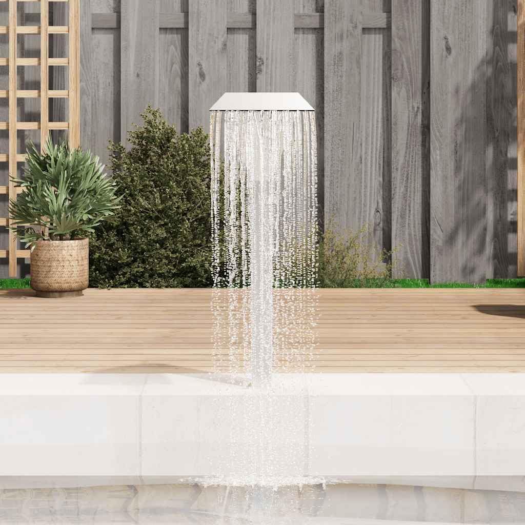 Cascada de piscina de acero inoxidable, 50 x 30 x 90 cm, plateada, con accesorios para jardín, terraza, estanque, exterior e interior, moderna fuente de agua para chapotear relajantes y