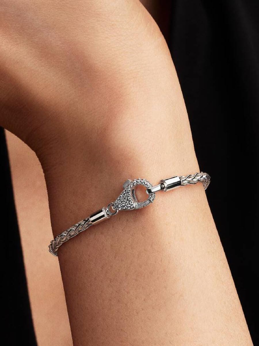 PANDORA Damenarmband Silber Fuchsschwanz mit Pavé-Verschluss 594462C01