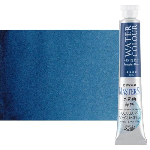 Marie's Masters Quality Watercolor Paint - Prussian Blue, 9 mL - Concentrated Color, Pure Pigments, High Lightfastness Ratings