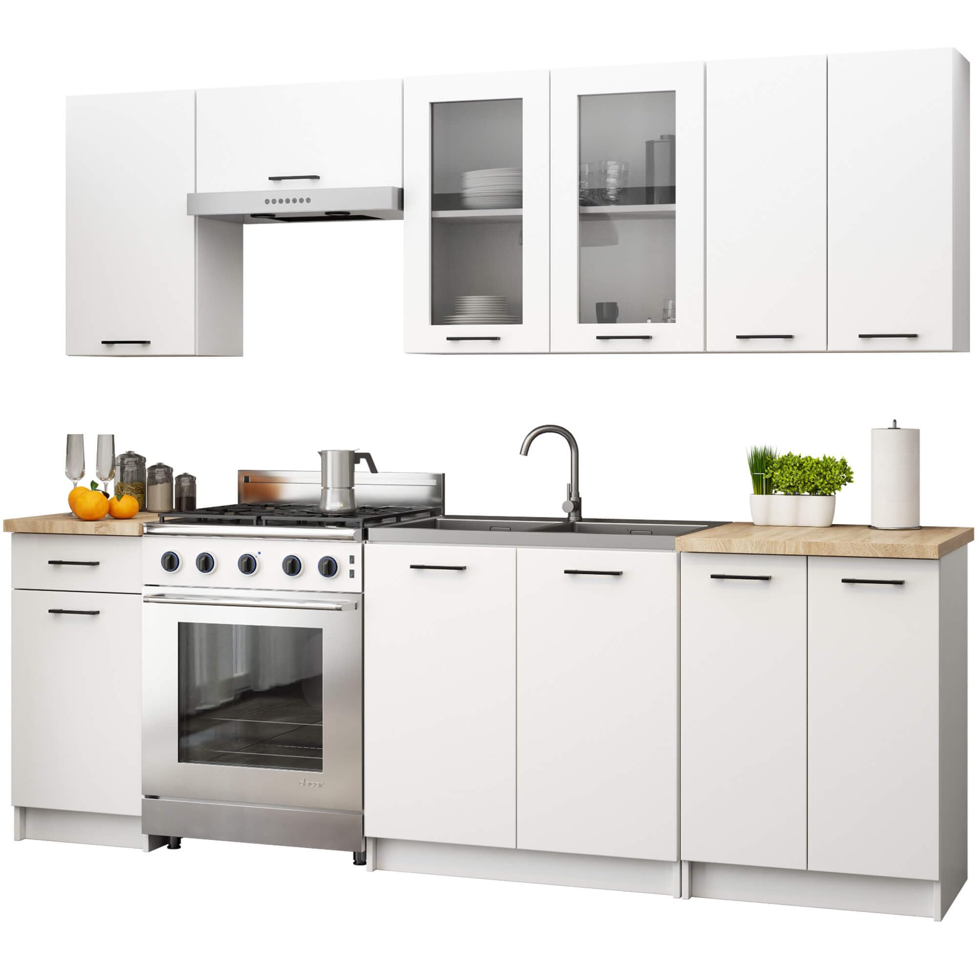 AKORD | Armoire de Cuisine Suspendue - Vitrine de Cuisine 80cm, H720 | Meuble avec 2 Portes et 2 Étagères | Armoire de Rangement | Blanc