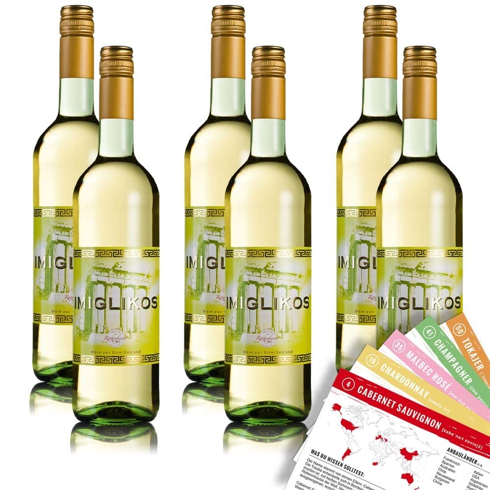 Gunz Imiglikos Weißwein, lieblich, sortenreines Weinpaket + VINOX Weinkarten (6x0,75l)