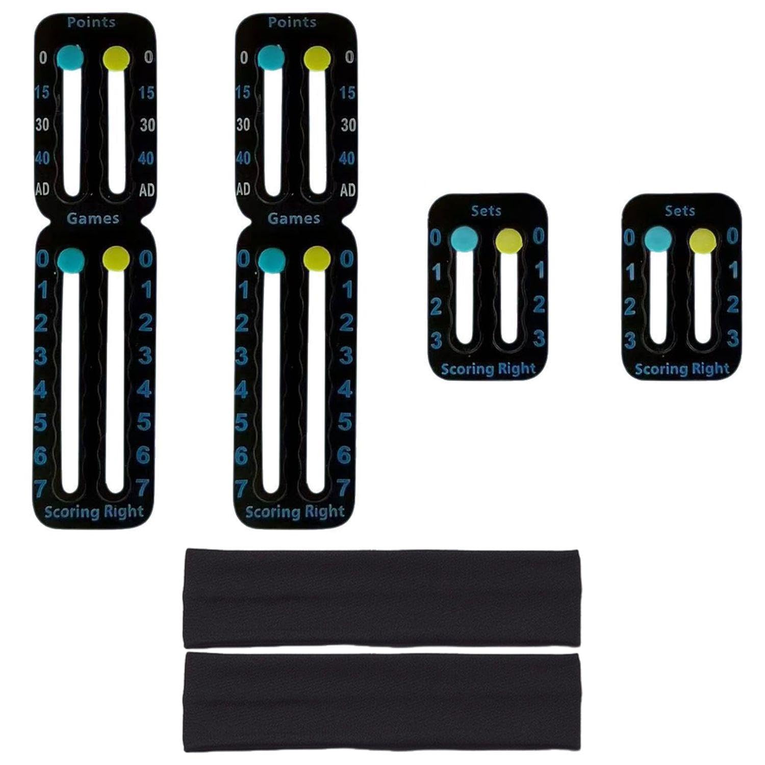 Portable Tennis Scorekeepers Set - 2 Scoreboards with 2 Headbands for Training & Competition