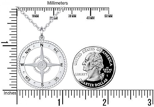 Miniatura 6 de Collar con colgante vikingo de brújula grande de plata de ley S925 para hombres y mujeres Metal Circonia cúbica