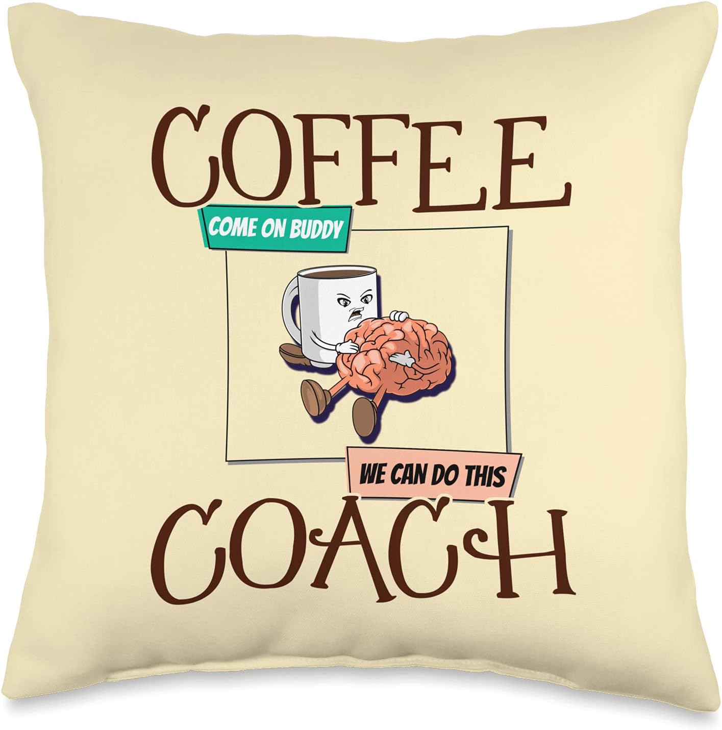 Funny coffee coach throw pillow