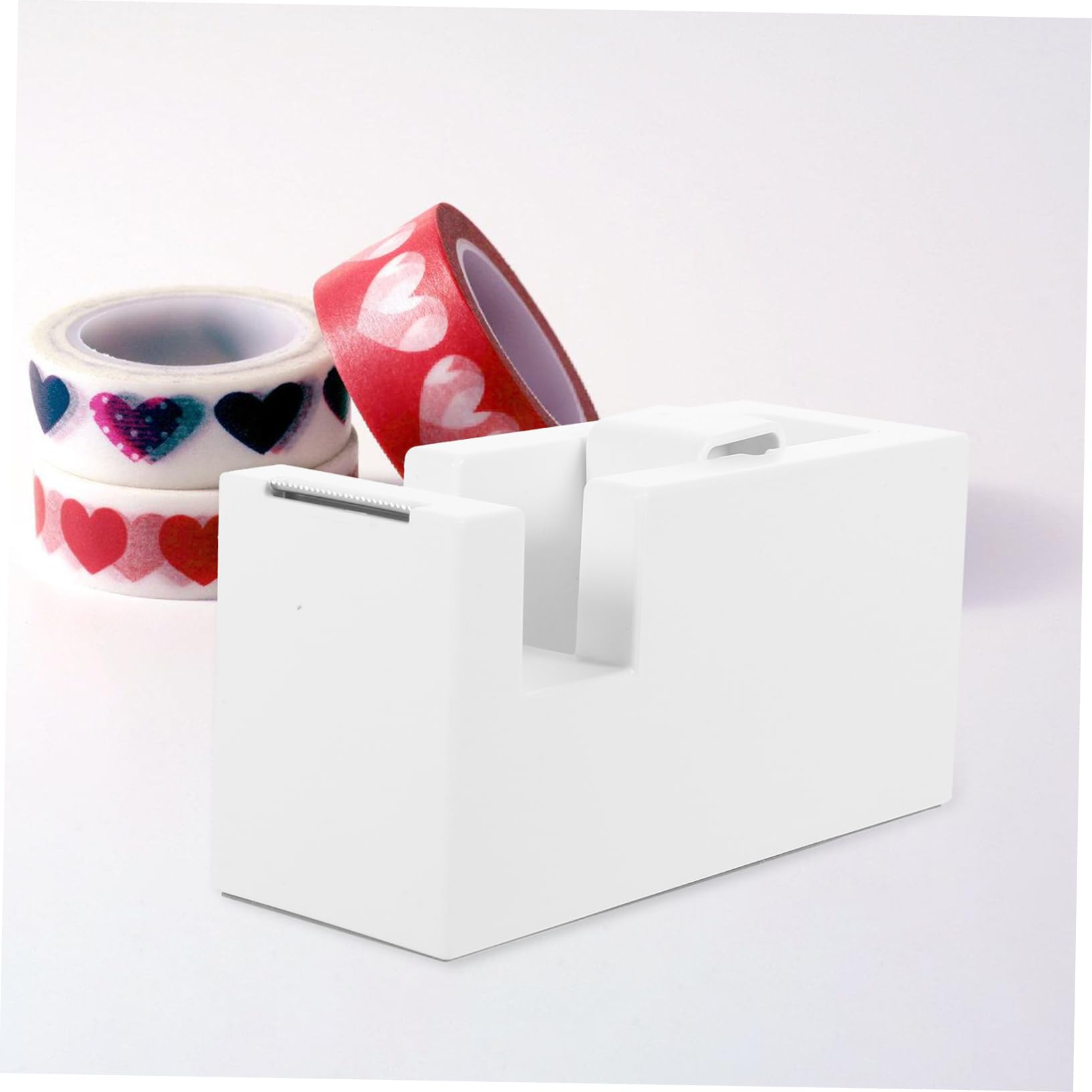 HOMSFOU 3 Pezzi distributore di nastro scrivania porta nastro Titolare cucina Cutter simpatico dispenser di nastro adesivo distributori di nastro addominali bianca