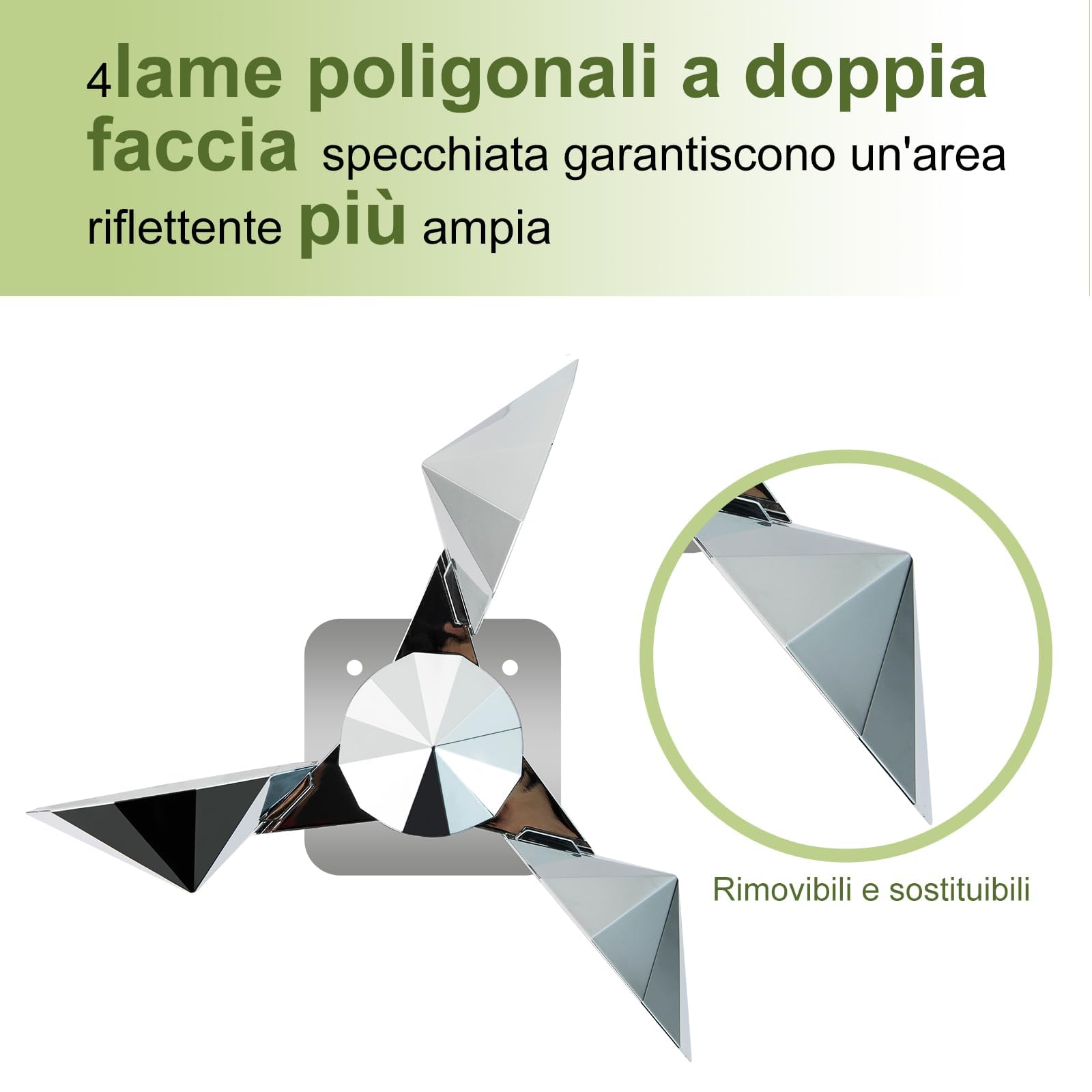 OFFO Deterrente per Piccioni,Scaccia Piccioni per Balcone,Riflesso a 360° con Base in Alluminio,Spaventa Uccelli per Giardino, Tetto,Balcone, Facciata, 1 Piece