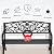 Patio Garden Bench 50 inch Outdoor Metal Loveseat Chairs with Armrests Slatted Seat and w/Floral Design Backrest for Park, Yard, Porch, Lawn, Balcony, Backyard, Black