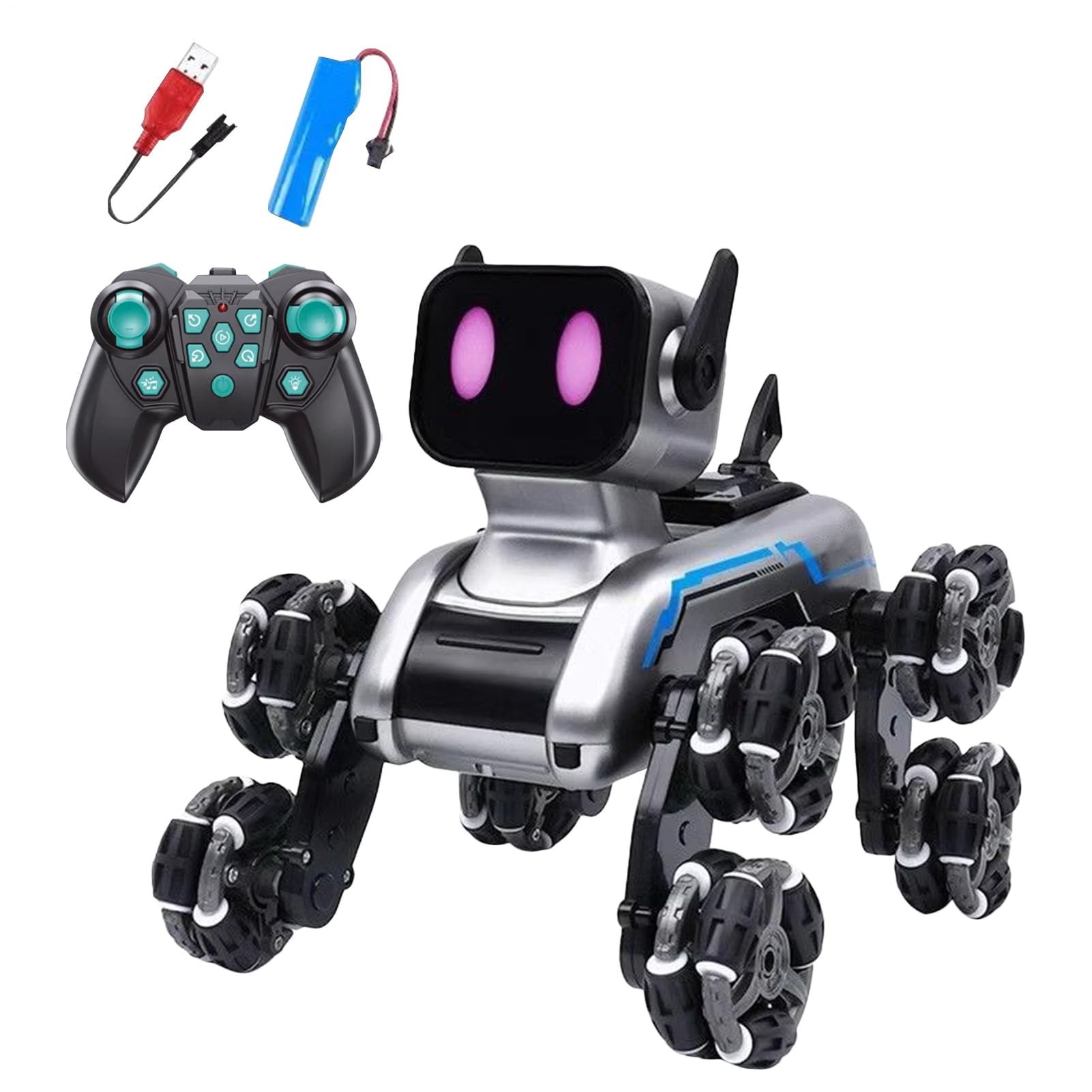 Cane Telecomandato | Cane Robotico per | Cucciolo Telecomandato Otto Ruote per Soggiorno Giardino Casa Camera