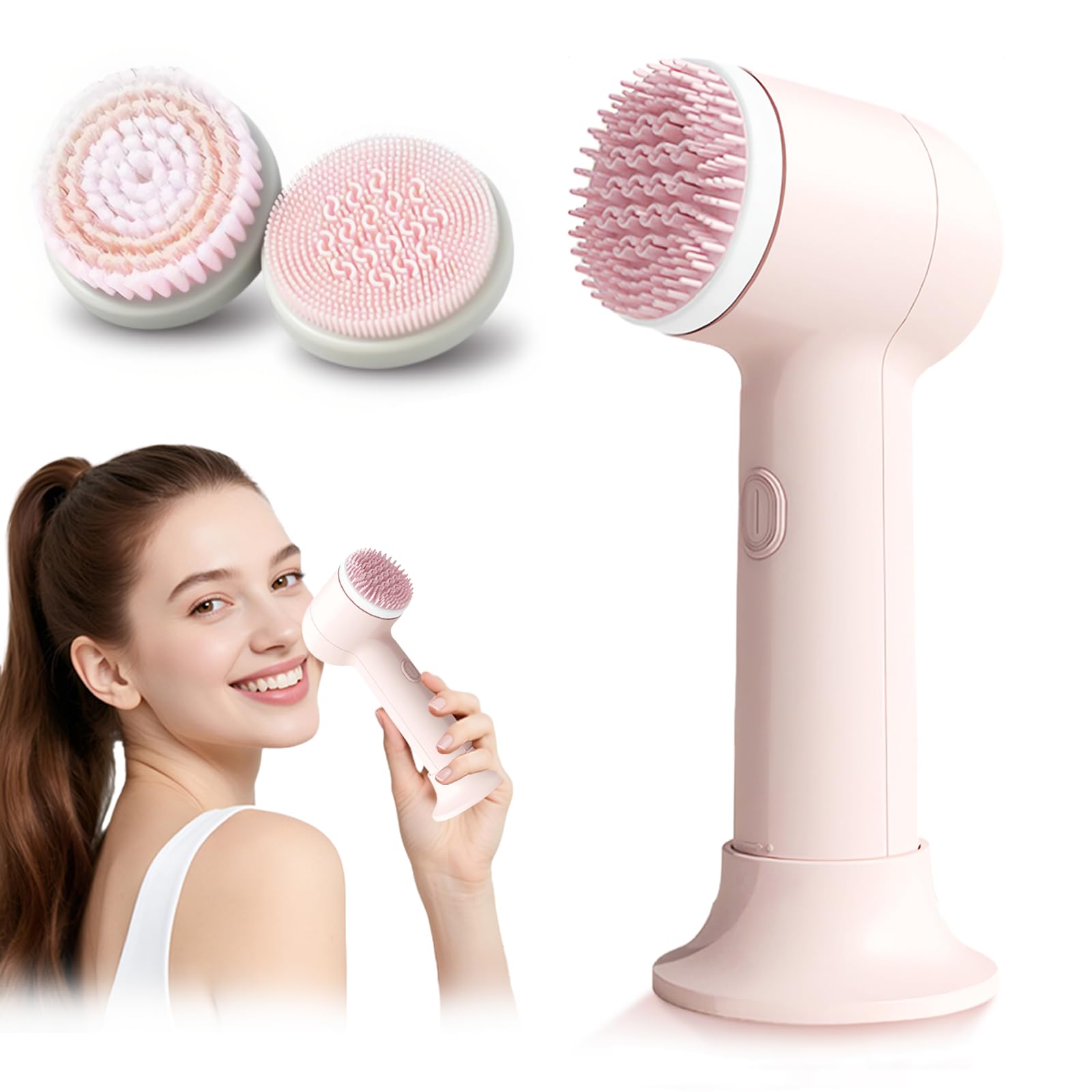 Escova De Limpeza Facial Elétrica, Escova Multifuncional Para Lavar O Rosto Com Base E 2