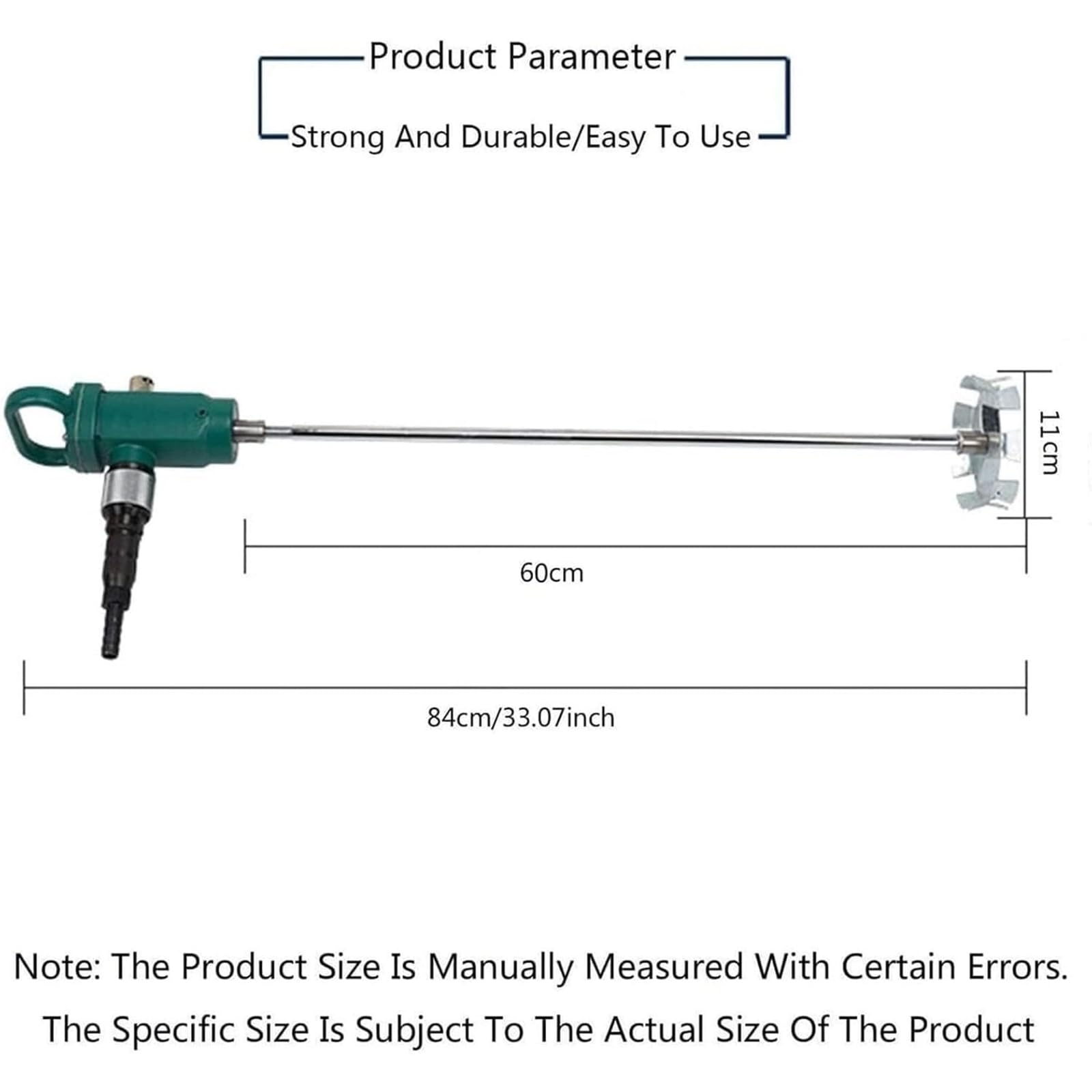 Mezclador de pintura neumático portátil, máquina mezcladora de mano con control de velocidad ajustable, diámetro de impulsor de 11 cm, palo de 60 cm para una mezcla eficiente