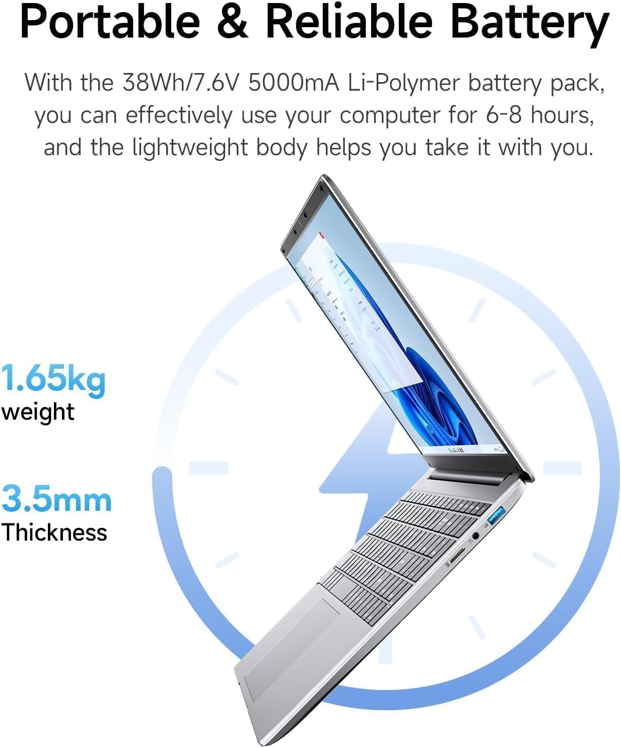 Jumper Laptop 15.6 Inch HD Display, Office 365, 4GB RAM 128GB Storage Expandable 1TB, 4 Cores Celeron, Windows 11 Laptops Computer, Wi-Fi 5, BT4.2, Type-C, Numpad, for Students and Business. — view 6