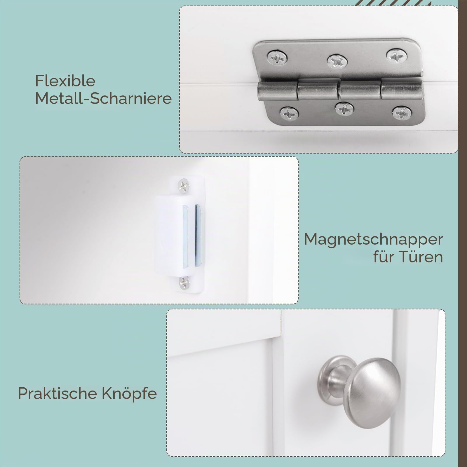 LIFEZEAL Faltbarer Nähtisch, Mobiler Schrank für Nähmaschine mit Aufbewahrungsregalen & Haken, Nähschrank Nähmaschinenschrank mit Rollen, Weiß