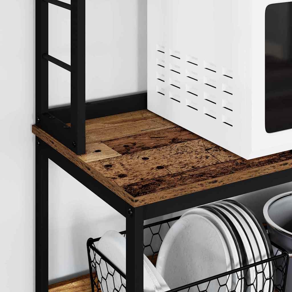 Industrielles Küchenregal 100 x 40 x 168 cm aus Holzwerkstoff mit stabilem Stahlrahmen, freistehend für Küche und Essbereich, viel Stauraum für Kochutensilien und Deko,