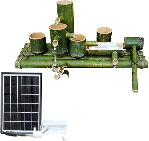 Image Solar Water Features for The Garden Bird Bath Bamboo Fountain Water Feature Pump Bamboo Fountain is Suitable for Decorating Fish Tanks, Stone Troughs, Ponds to Automatically,6 (14(90cm/35.4in)) (8(60