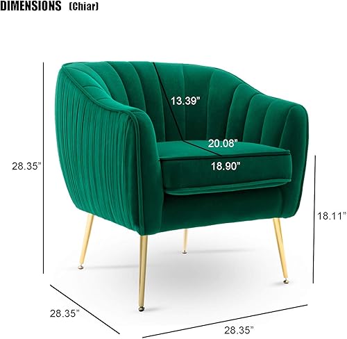 Miniatura 2 de Silla decorativa de terciopelo, Silla moderna con brazos de barril, Silla de sala de estar, acabado dorado, verde Navidad