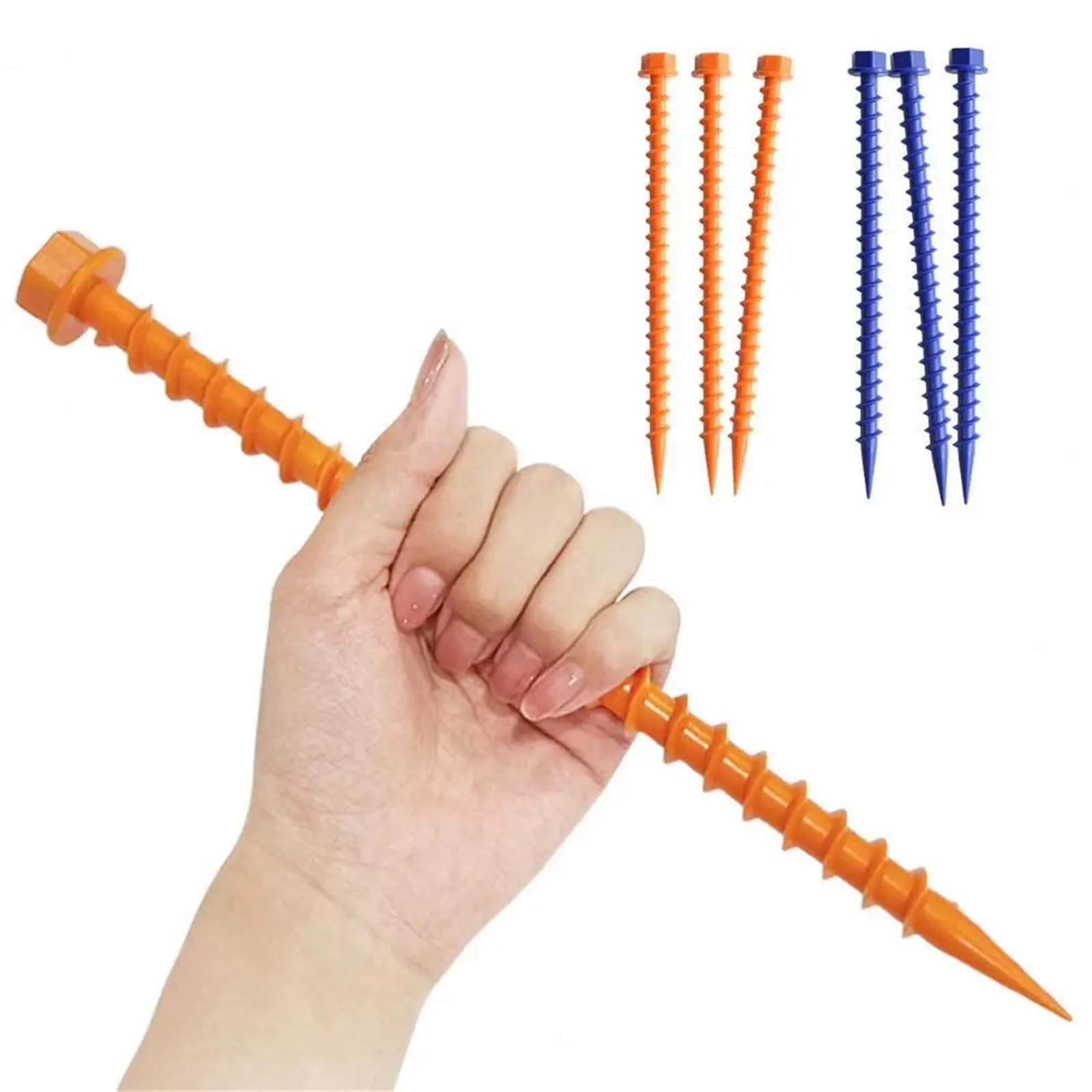 Śledź namiotowy, 6 szt. 26, cm wkręcanych kołków do namiotu, wiatroodpornych, wbijanych w ziemię, kempingowych(Orange)