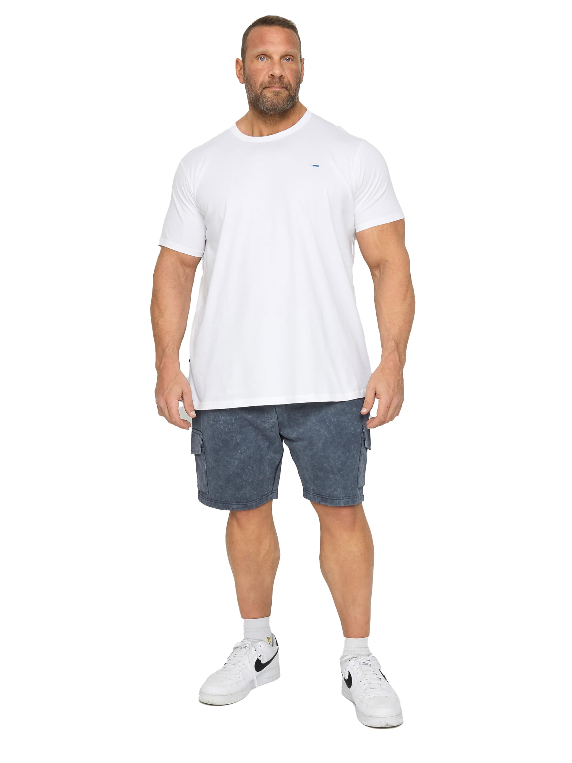 BadRhino Big & Tall Acid Wash Cargo Shorts - Men's - Plus Size Curve Blue