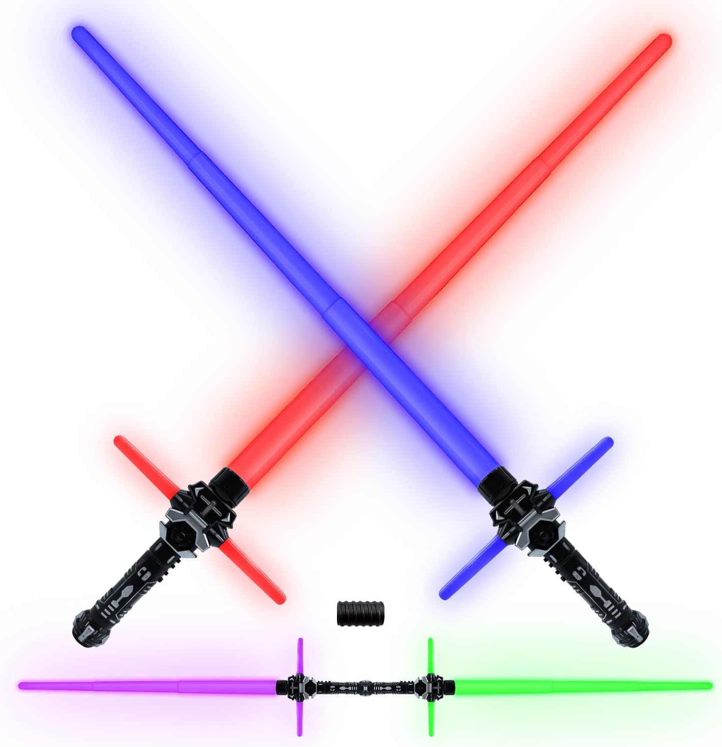 2PCS Light Up Saber for Kid, 2-in-1 Dual Light Up Sabers with FX Sound, Lightsaber Kids Expandable Light Swords Set for Galaxy War Fighter Warriors, Halloween Dress Up Party Birthday Present (Style 3)
