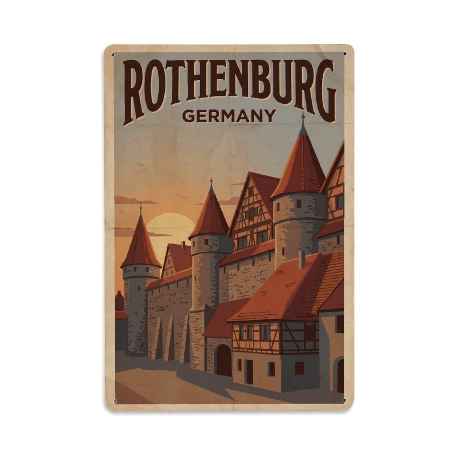 Germany Rothenburg Vintage Travel Metal Tin Sign