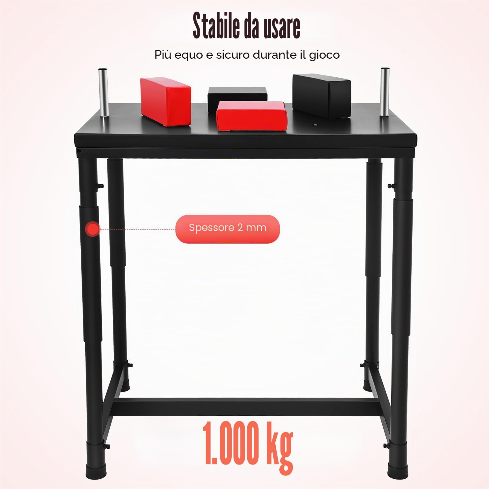 Tavolo professionale per braccio, 90 x 65 x 100 cm, capacità di carico 1T, per allenamento competizione, braccio, con forza del polso rimovibile per palestra, bar, casa