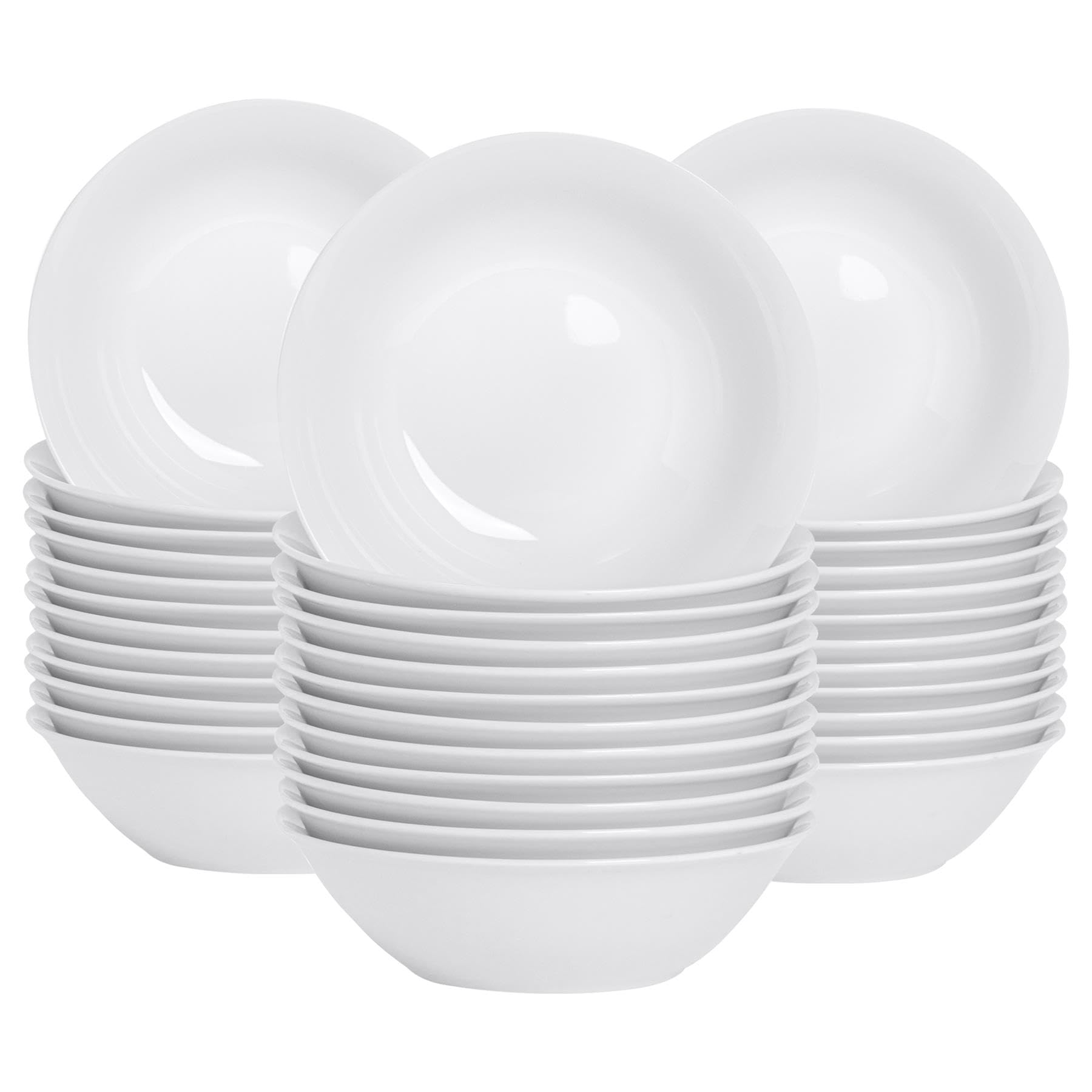 Argon Tableware 36x Classic White 18cm Cereal Bowls - Porcelain Ice Cream Ramen Oatmeal Dishes - Microwave and Dishwasher Safe