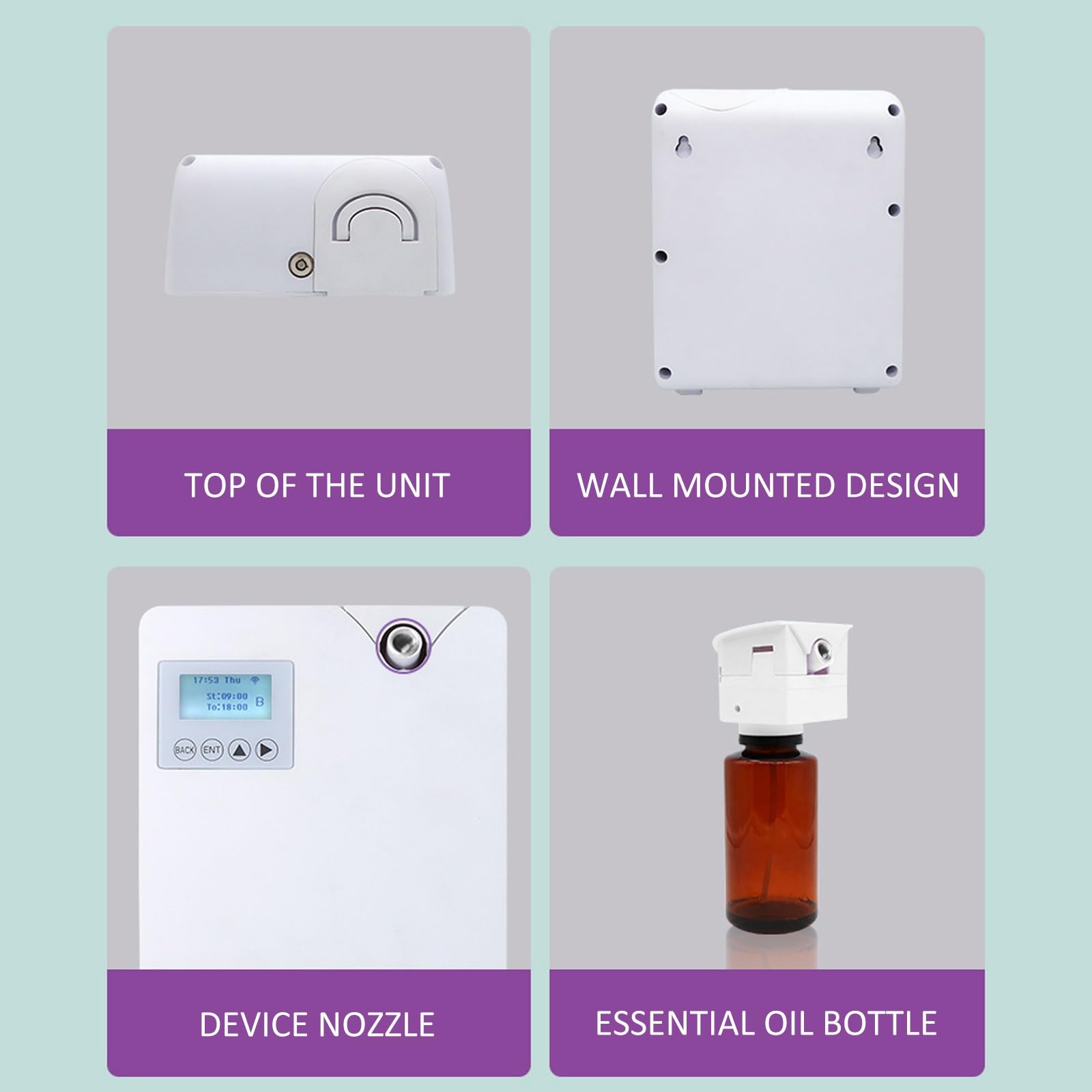 Inteligentna maszyna zapachowa, 300 ml bezwodny dyfuzor olejków eterycznych z technologią rozpylania, sterowaniem Bluetooth i WiFi, ścienny dyfuzor zapachowy do domu, hotelu, spa(White)