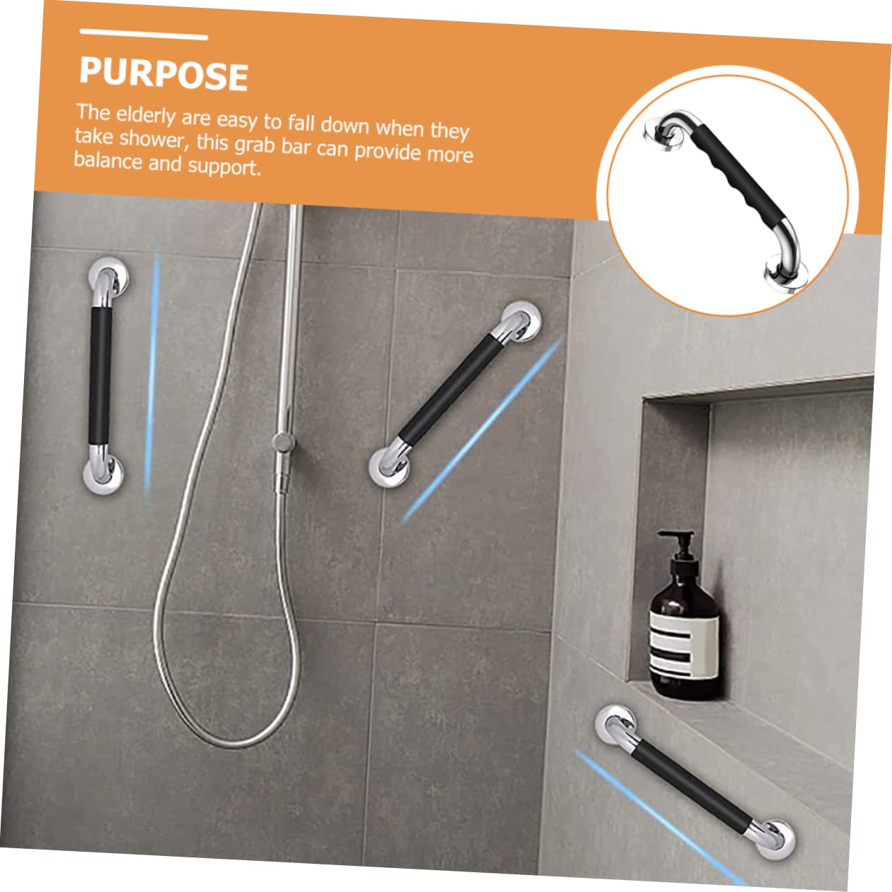 PACKOVE Barra Riesgos Inoxidable de Acero y para Ducha Apoyo de Baño Manija Antideslizante que de Caídas, Adecuado para Personas Mayores y Pasillos