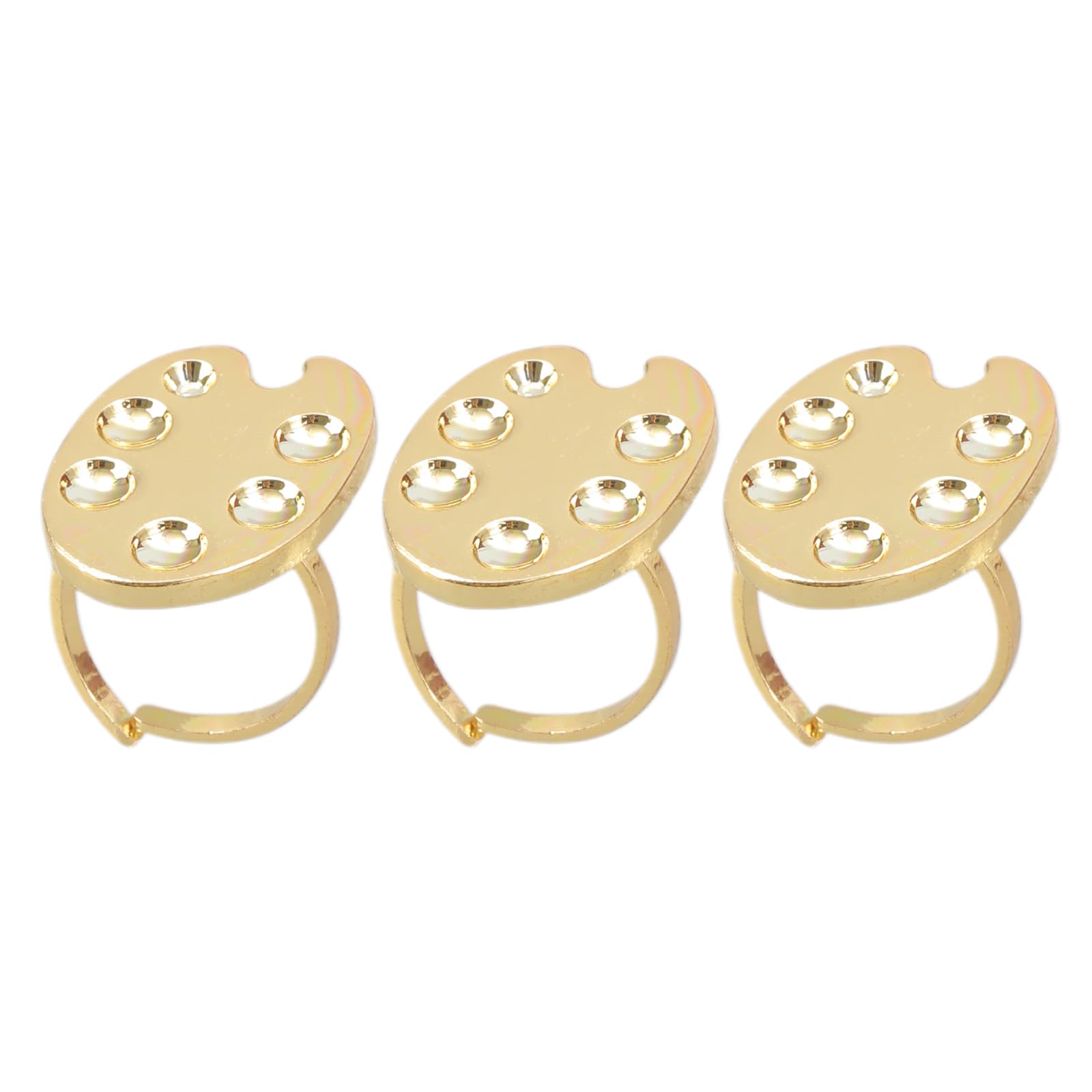 DalVick 3Pcs Wearable Nails Art Polish Holder Fingertip Manicure Palette Rings Nails Palette Metal Manicure Tools Art Polishs Holder