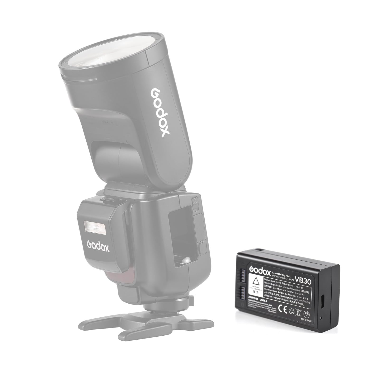 Godox VB30 Batteria ricaricabile agli ioni di litio da 7,2 V 2980 mAh per accessorio Speedlite Flash Godox V1 Pro Series