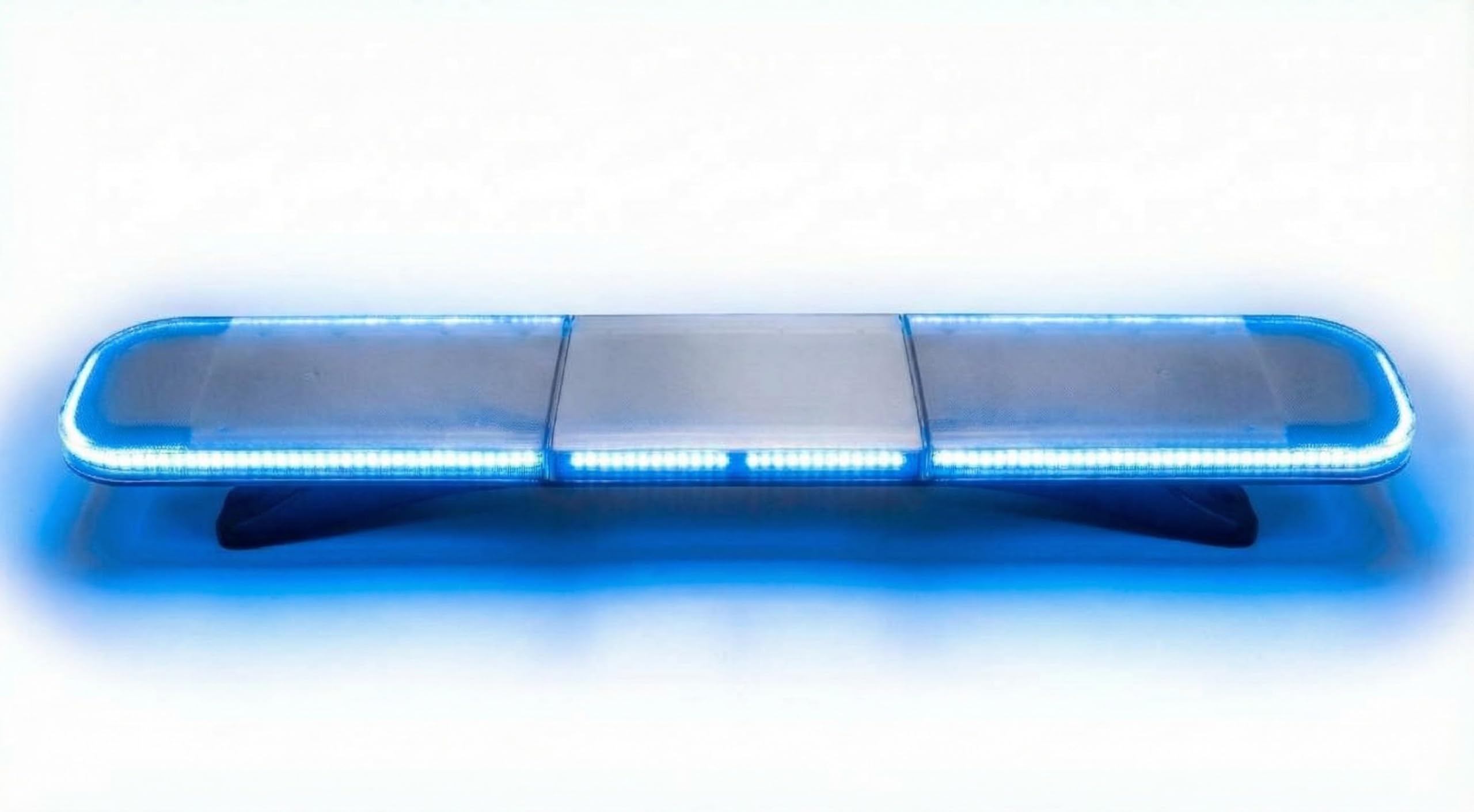 Ryme Automotive Puente LED Emergencia 1.200 mm Bicolor Ámbar/Azul – Homologado ECE R65 TA2/TB2 – 12V/24V – 28 Funciones – Lente Clara – IP66