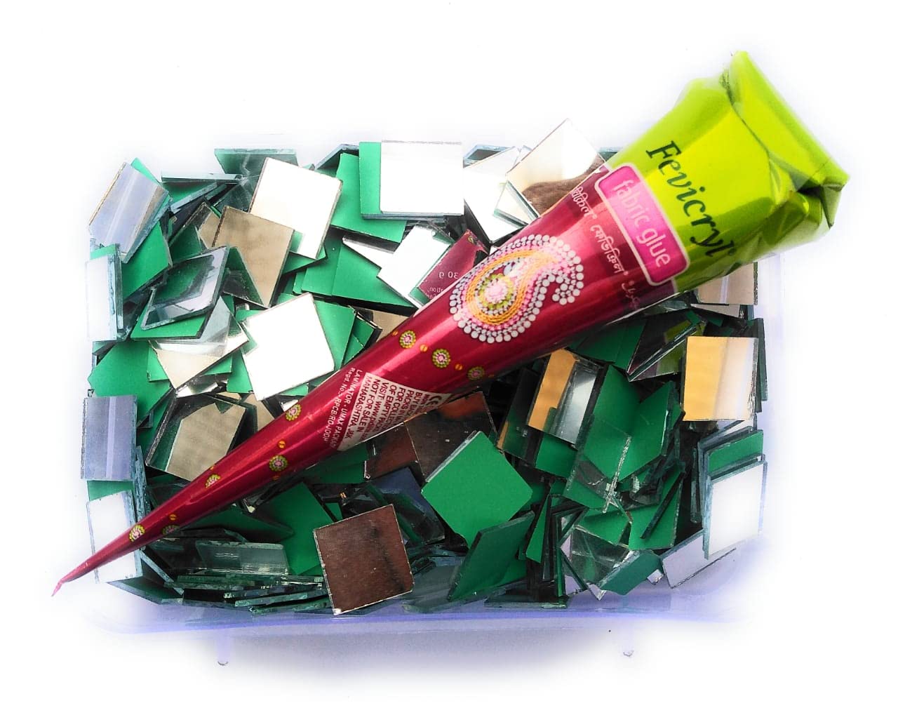 Sahoji 190pcs Square Silver Mirror Glass Beads for Art and Craft with Fabric Glue, 25MM-image-15