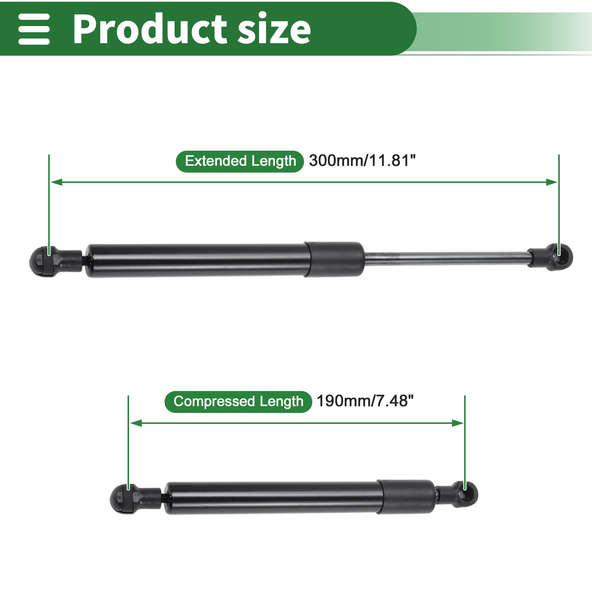 Motoforti Pistoni A Gas Nero 1 Pz Per Cofano Auto Acciaio Carbonio | 300mm/11.81" Esteso, 190mm/7.48" Compresso, 22lb/100N/10kg, Per Cofano, Baule, Tonneau, Rimorchio, Bus, Moto