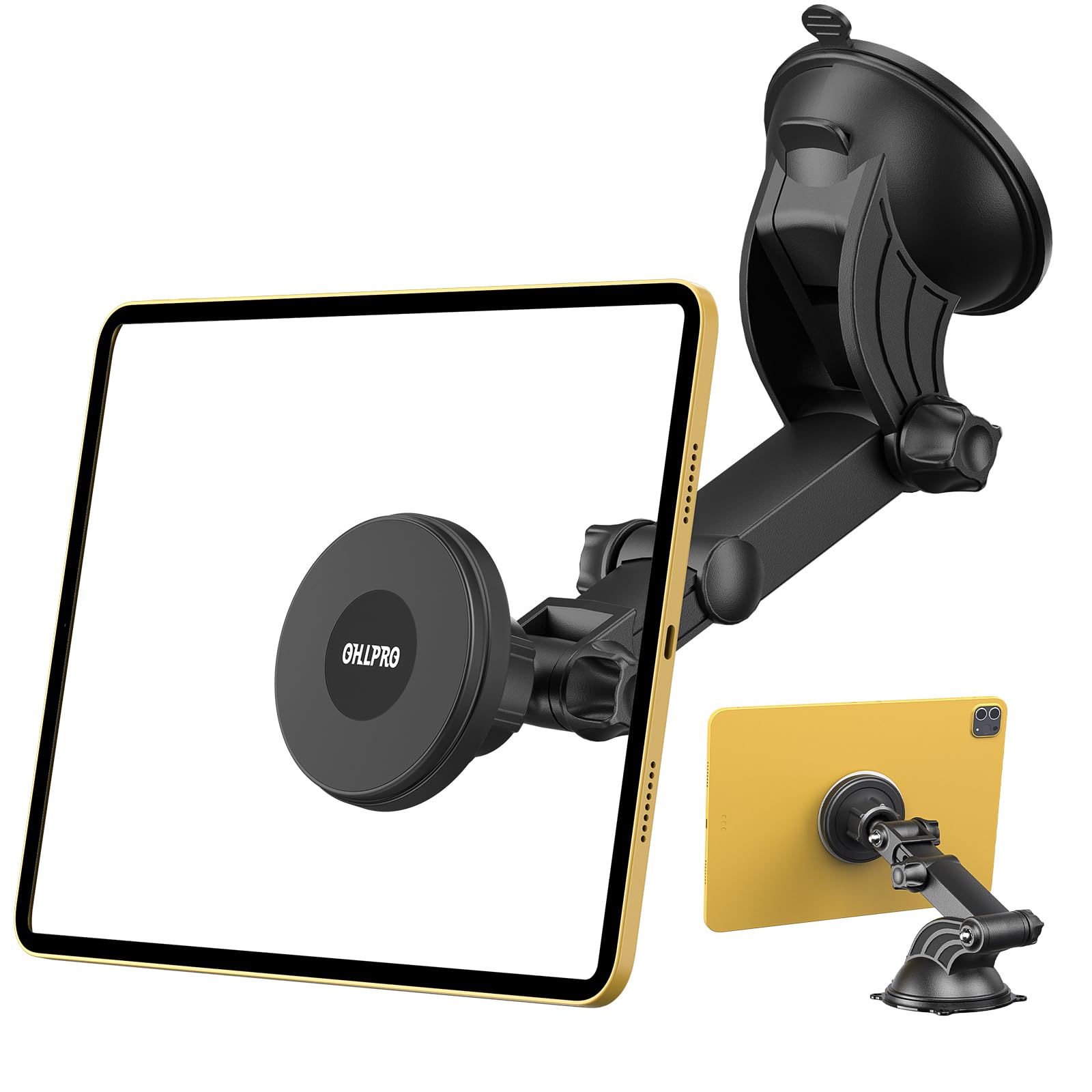 OHLPRO Tablet Halterung Auto,360° Drehung Tablethalterungen 18cm Ausziehbare Arm+ Waschbar Saugnapf, iPad Autohalterung Universal Windschutzsche & Armaturenbrett für 4-13" iPad,Sumsung, Smartphone