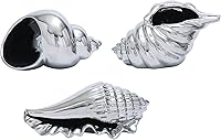 Deco79 Silver Ceramic Seashell Sculptures Set of 3 - Coastal Home Decor Statues, 7" Accent Figurines for Shelf & Table